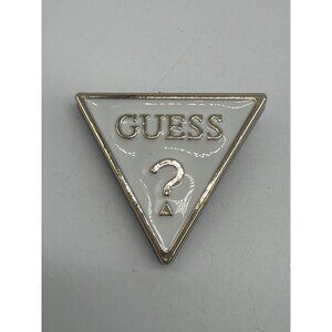 Guess White & Gold Triangular Logo Clip Accessory